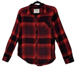 Abercrombie & Fitch Flannel Shirt Top Women's‎ Large Button Down Long Sleeve